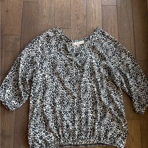 LOFT Black and White Animal Print Blouse
